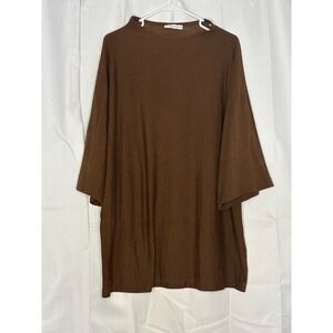 Bryn Walker Lagenlook Sustainable Bamboo Brown Oversized Tunic One Size USA